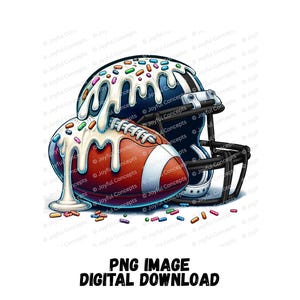 Football Ice Cream Drip Blue Navy Black PNG Football Youth Sport Team Digital File Football Mom Ice Cream Sprinkle Sublimation Download