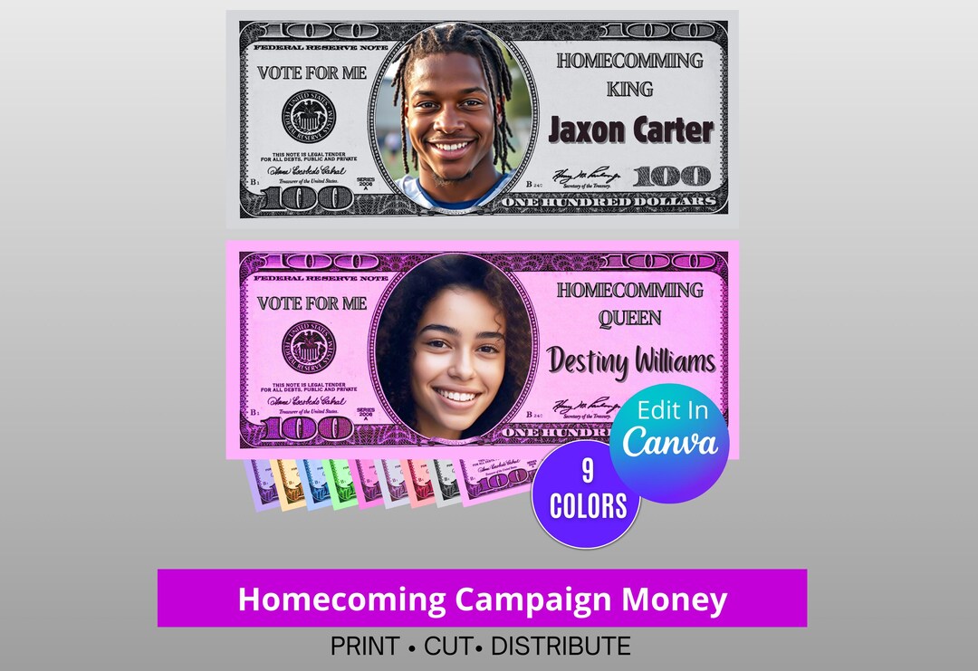 Editable Campaign Money Template for Voting or Elections