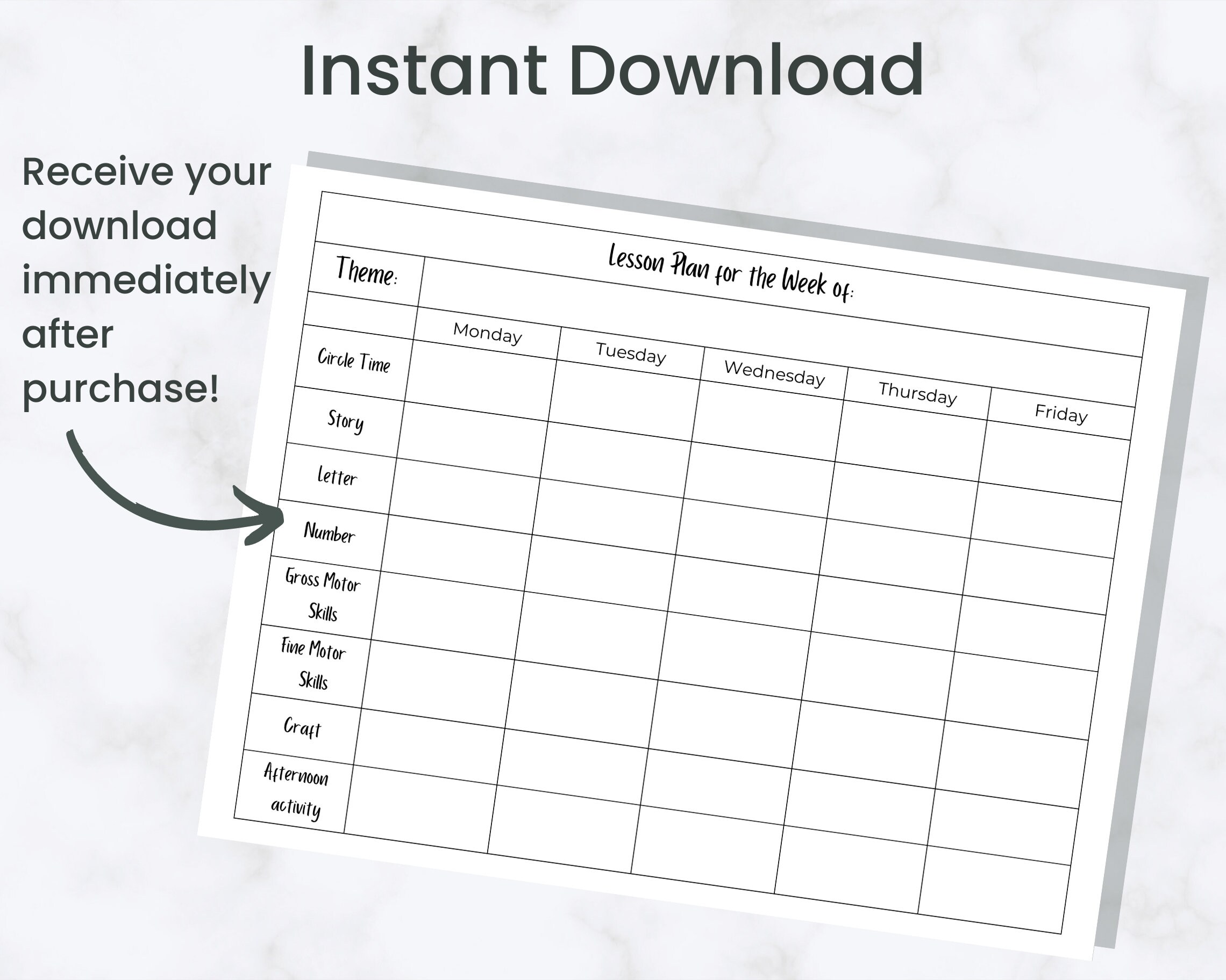 Editable Weekly Lesson Plan Template for Preschool, Prek, Kindergarten