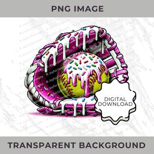 Softball Ice Cream Drip Pink PNG Softball Youth Sport Team Digital File Baseball Mom Ice Cream Sprinkle Sublimation Digital Download