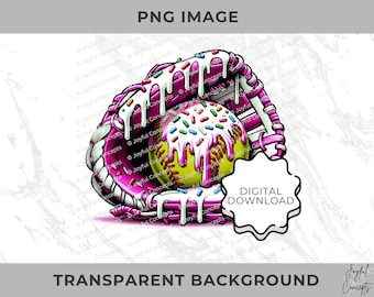 Softball Ice Cream Drip Pink PNG Softball Youth Sport Team Digital File Baseball Mom Ice Cream Sprinkle Sublimation Digital Download