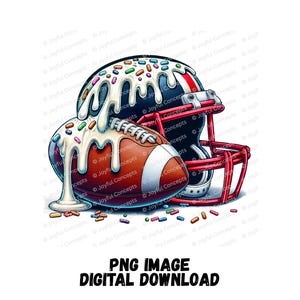 Football Ice Cream Drip Blue Navy Red PNG Football Youth Sport Team Digital File Football Mom Ice Cream Sprinkle Sublimation Download