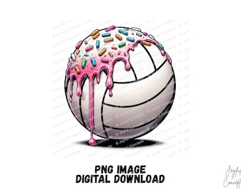 Crème glacée volley-ball goutte rose PNG volley-ball jeunesse Sport équipe fichier numérique volley-ball maman saupoudrer de crème glacée sublimation téléchargement numérique