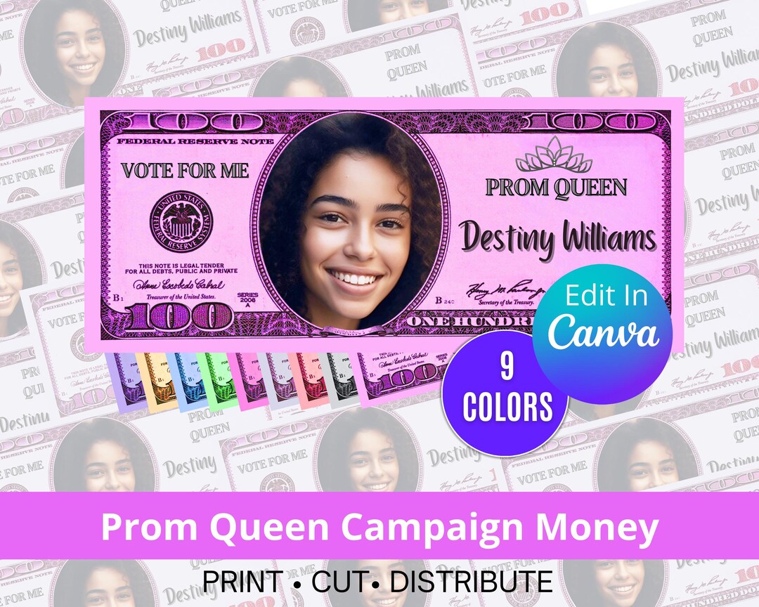 Prom Queen King Flyer Editable Money Template Voting Class President ...