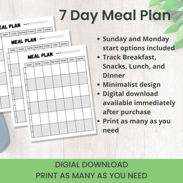 Breakfast Lunch Snack Menu Printable - Etsy