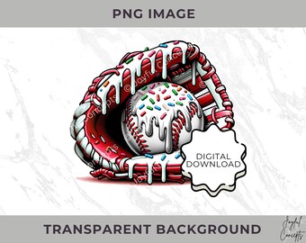 Baseball Ice Cream Drip Black Gray Red PNG Baseball Youth Sport Team Digital File Baseball Mom Ice Cream Sublimation Digital Download