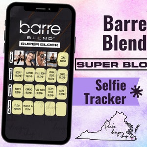 Rastreador de entrenamiento Barre Blend Sweaty Selfie • BODi, Beachbody, Fitness, Bienestar, Rastreador de redes sociales, Plantilla de historias de Instagram, Calendario mensual