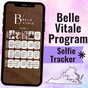 Belle Vitale Program Sweaty Selfie Workout Tracker • BODi, Beachbody, Fitness, Wellness, Social Media, IG Stories Template, Month Calendar