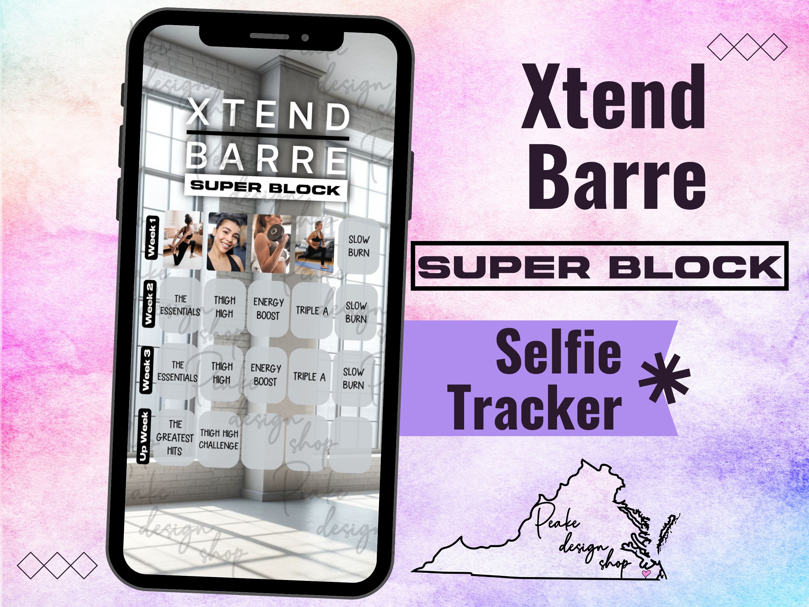 Xtend Barre Super Block March Sweaty Selfie Workout Tracker Bodi Beachbody Fitness Wellness Social Media Template Monthly Calendar Etsy