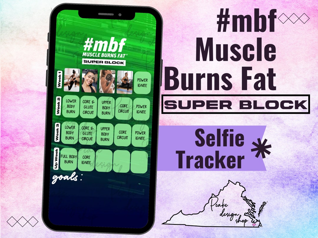 Muscle Burns Fat Super Block Mbf October Sweaty Selfie Workout Tracker Bodi Beachbody Fitness Social Media Template Monthly Calendar Etsy
