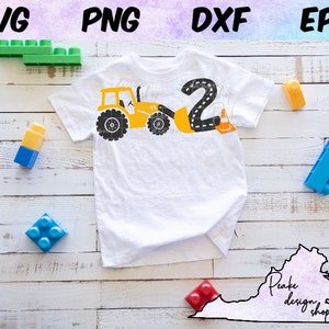 Bau SVG Geburtstag Bagger Bagger Planierraupe Traktor 2 zweite Geburtstag Bau Party Junge Mädchen Digital Download Schnittdatei