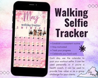 May 2024 Walking Selfie Workout Tracker • Fitness, Wellness, Social Media Tracker, Stories Template, Instagram, IG, Monthly Calendar