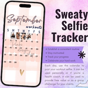 September 2025 Sweaty Selfie Workout Tracker • BODi, Beachbody, Fitness, Wellness, Social Media Tracker, Stories Template, Monthly Calendar