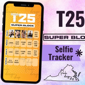 T25 Super Block Sweaty Selfie Workout Tracker • BODi, Beachbody, Fitness, Wellness, IG, Stories, Social Media, Template, Monthly Calendar
