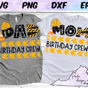 Mãe Pai Construção SVG Aniversário Mama Escavadeira Escavadeira Bulldozer Trator Construção Festa Equipe Menino Menina Download Digital Arquivo de Corte