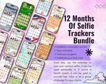 12 Month Bundle 2024 Sweaty Selfie Workout Tracker • BODi, Beachbody, Fitness, Wellness, Social Media Tracker, Stories Template, Calendar