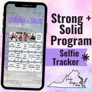 Rastreador de entrenamiento de selfis sudorosos, fuerte y sólido • BODi, Beachbody, fitness, bienestar, redes sociales, plantilla de historias de Instagram, calendario mensual
