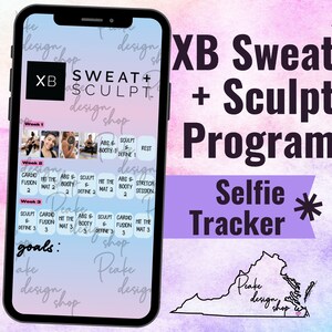 XB Sweat + Sculpt Sweaty Selfie Workout Tracker • BODi, Beachbody, Fitness, Wellness, Social Media, IG Stories Template, Month Calendar