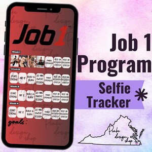 Job 1 Sweaty Selfie Workout Tracker • BODi, Beachbody, Fitness, Wellness, Social Media, IG Stories Template, Month Calendar