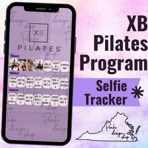 Rastreador de entrenamiento de selfis sudorosos de XB Pilates • BODi, Beachbody, fitness, bienestar, redes sociales, plantilla de historias de Instagram, calendario mensual