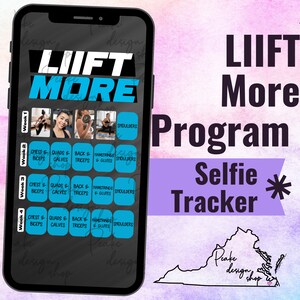 LIIFT MORE Rastreador de entrenamiento de selfies sudorosas • BODi, Beachbody, Fitness, Bienestar, Redes sociales, Plantilla de historias de IG, Calendario mensual