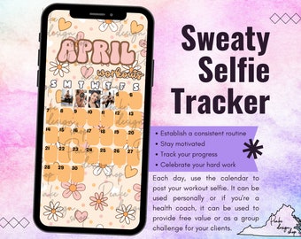 April 2024 Sweaty Selfie Workout Tracker • BODi, Beachbody, Fitness, Wellness, Social Media Tracker, IG Stories Template Monthly Calendar