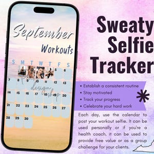 September 2025 Sweaty Selfie Workout Tracker • BODi, Beachbody, Fitness, Wellness, Social Media Tracker, Stories Template, Monthly Calendar