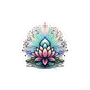 Adesivo de vinil com flor de lótus, decalque de lírio d'água sereno, iluminação espiritual, ioga zen, decoração à prova d'água para carro e laptop