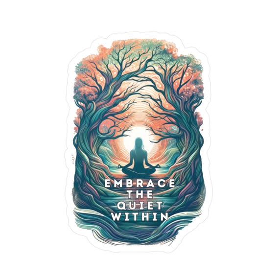 Zen Tree Vinyl Sticker - Meditation Tree Silhouette Decal, Serene Mindfulness Decor, Waterproof Vinyl