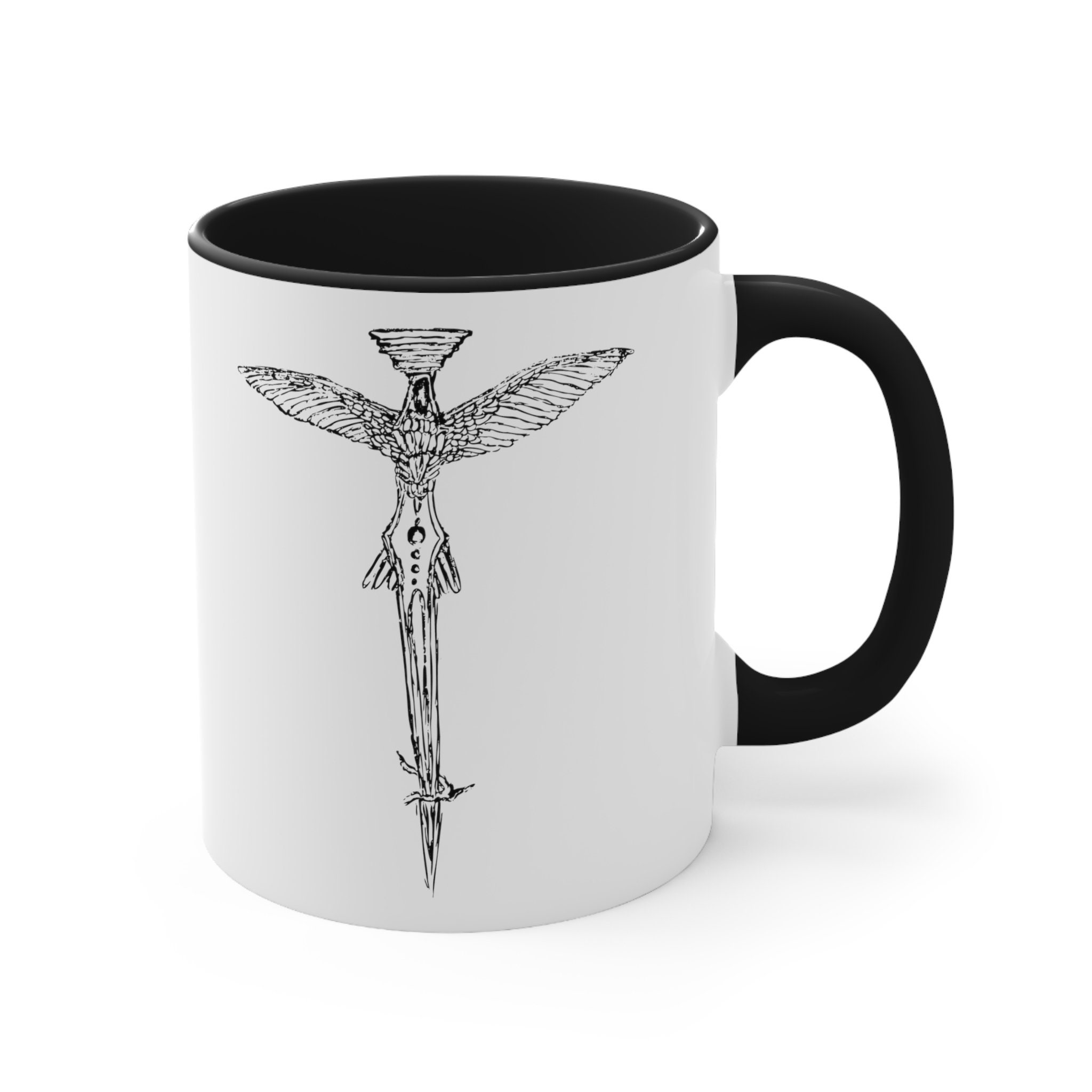 Archangel's Blade Symbolic Sword and Wings Coffee Mug Spiritual Warrior 11oz Cup Elemental