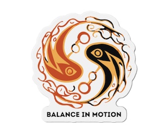 Yin Yang Balance Magnets - Dynamic Energy Flow Fridge Magnet, Fire & Water Harmony, Taoist Philosophical
