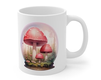 Enchanted Forest Mushroom Mug 11oz - Cottagecore Aesthetic, Nature-Inspired Tea Cup, Fairy Tale Woodland Coffee Mug, Gift for Nature Lovers