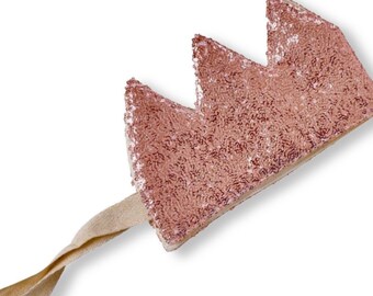 Princess pink sparkly sequin fabric crown, one size fits all