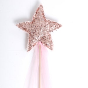 Star fairy wand, sequin wand, fairy costume accessory, princess party wands, themed party wands, magic wands, children magic wand image 2