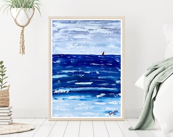 Dark Blue Ocean Canvas Art Original Acrylic