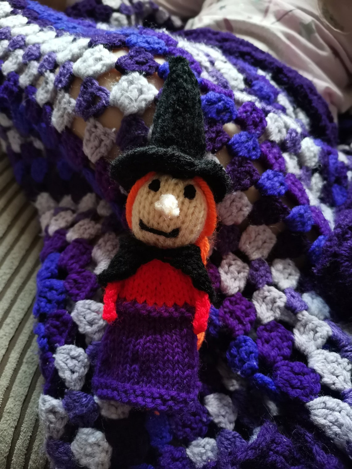 Knitted room on the broom finger puppets Etsy