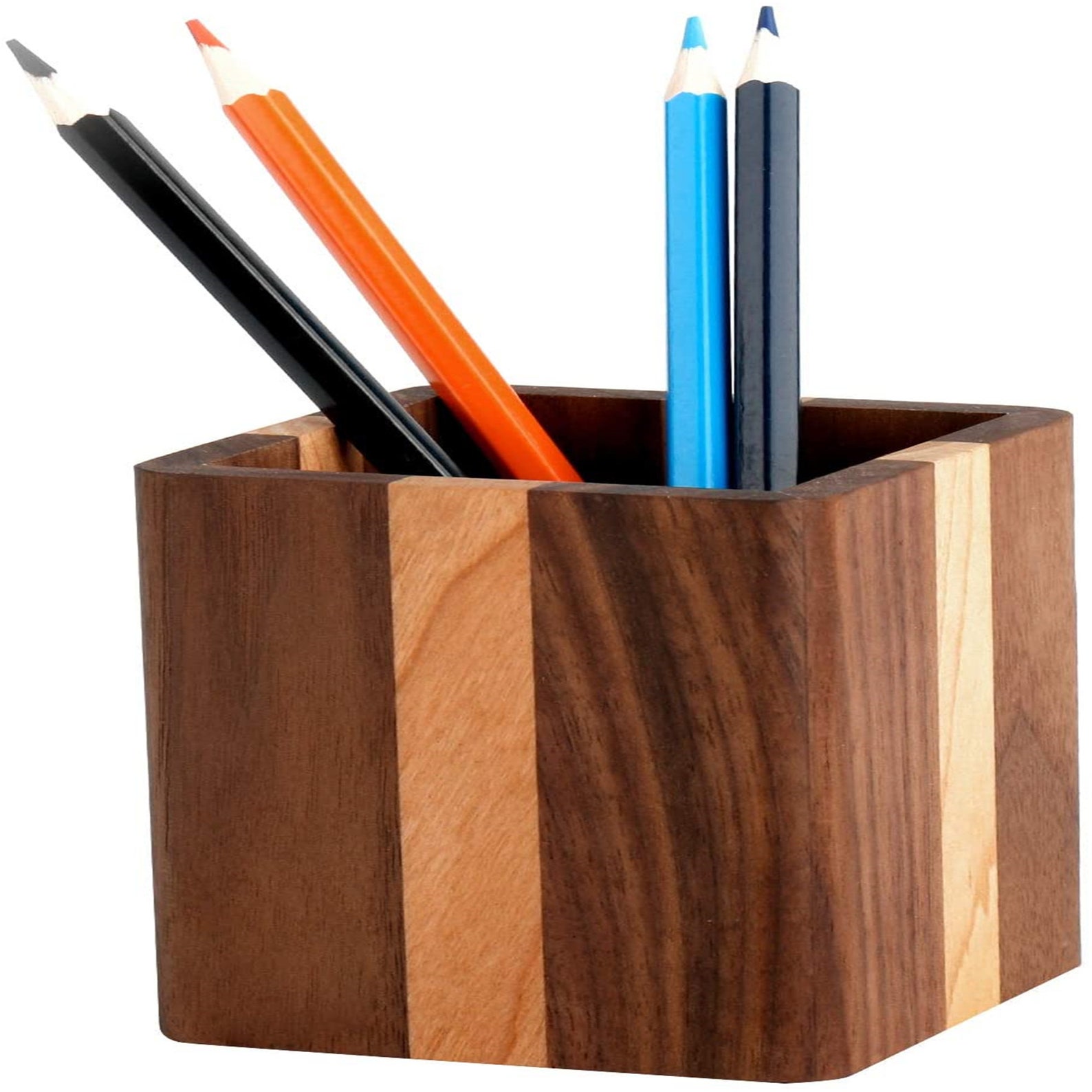 Natural Wood Desk Pen Holder Pencil Organizer Desktop Office Etsy