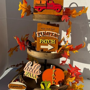 Fall Tier Tray Decor | Hand Painted Small Signs | Tiered Tray Decor