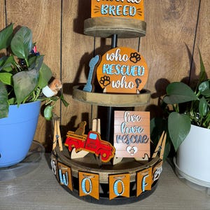 DIY Dog Rescue Tiered Tray  Decor | Wood Blanks | Laser Cut | Wood Cutouts | Tier Tray Decor