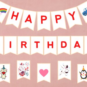 Happy Birthday Printable Banner With Funny &amp; Cute Animals, INSTANT ...