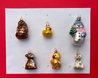 Vintage Glass Ornaments. A Fun Addition to Your Christmas Tree and Decor. A Nice Gift. Sold Separately.