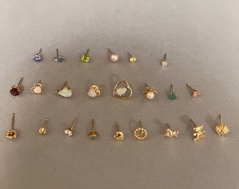 Variety of Single 14K Solid Gold Earrings. Sold separately. Receive one, not a pair.