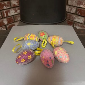Vintage Easter Egg Ornaments. Coated with Beautiful Glittery Beads. A Beautiful Addition to Your Easter Decor. Sold Separately.