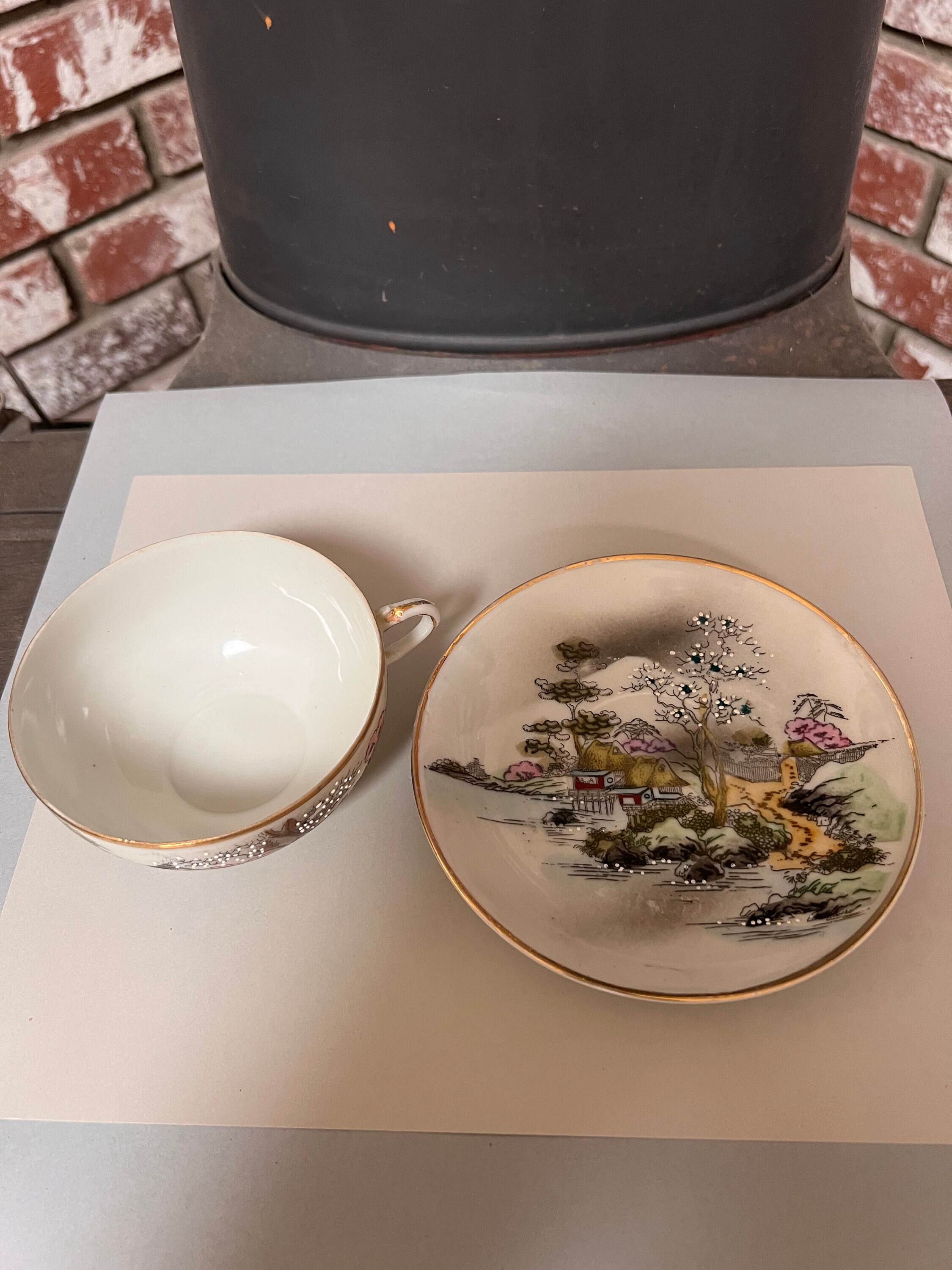 Vintage Asian Tea Cup and Saucer. Has Beautiful Designs With Etsy