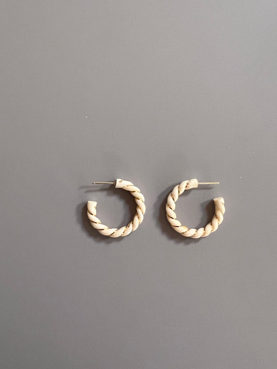 Vintage Hoop Earrings with 14K Gold Swirl. Not Su… - image 2