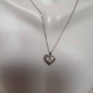 Vintage 14K Solid Gold Heart with Diamond Pendant.