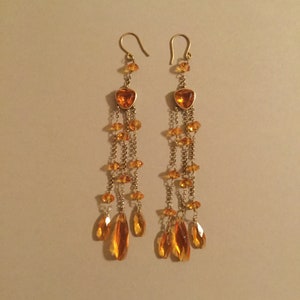Beaded Candy Orange Dangling Earrings.