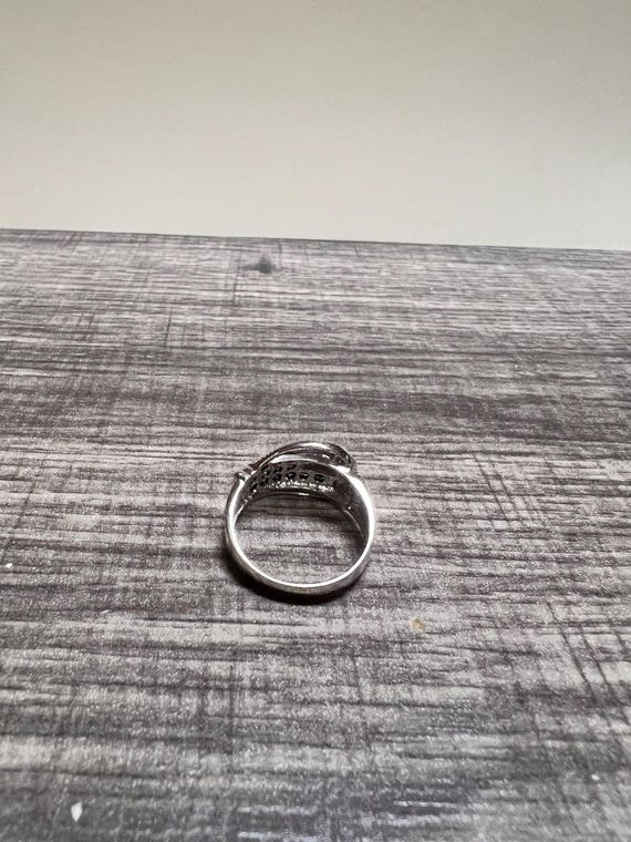 14K Solid White Gold Buckle Ring with Diamonds an… - image 9