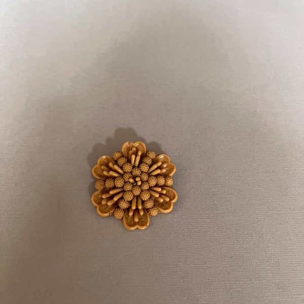 Vintage Celluloid Carved Flower Brooch/Pin. Has a Beautiful Style and Design. A Nice Addition to Your Outfits. A Nice Gift.