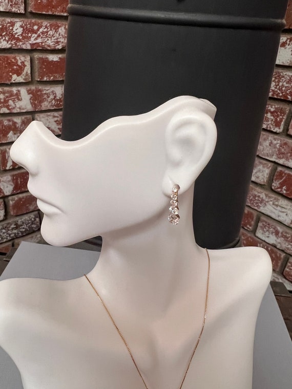 14K Solid Gold Dangling Earrings with Beautiful C… - image 4